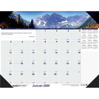 House of Doolittle™ Recycled Mountains of the World Photo Monthly Desk Pad Calendar, 18.5 x 13, 2020