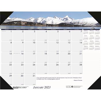 House of Doolittle Recycled Mountains of the World Photo Monthly Desk Pad Calendar, 22&quot; x 17&quot;, 2023