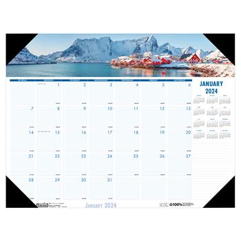 House of Doolittle Recycled Coastlines Photographic Monthly Desk Pad Calendar, 18 1/2&quot; x 13&quot;, 2022