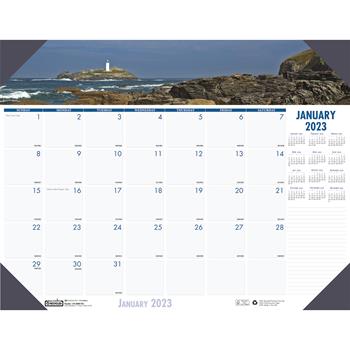 House of Doolittle Recycled Coastlines Photographic Monthly Desk Pad Calendar, 18 1/2&quot; x 13&quot;, 2023