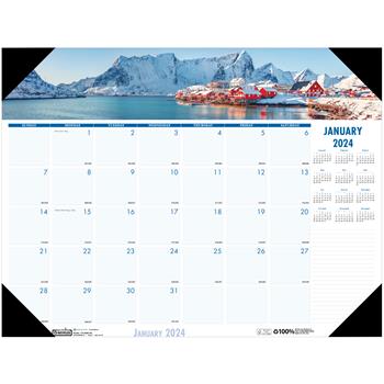 House of Doolittle Recycled Coastlines Photographic Monthly Desk Pad Calendar, 22 in x 17 in, 2024