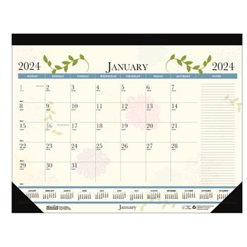 House of Doolittle Recycled Floral Desk Pad Calendar, 18-1/2 in x 13 in, 2024