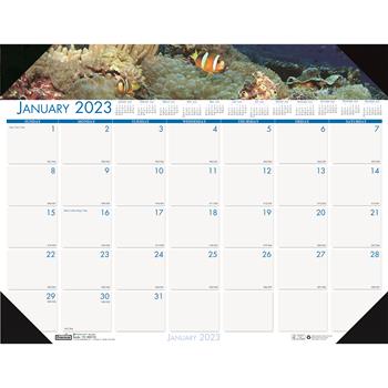 House of Doolittle Recycled Sea Life Photographic Monthly Desk Pad Calendar, 18 1/2&quot; x 13&quot;, 2023