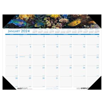 House of Doolittle Recycled Sea Life Photographic Monthly Desk Pad Calendar, 22 in x 17 in, 2024