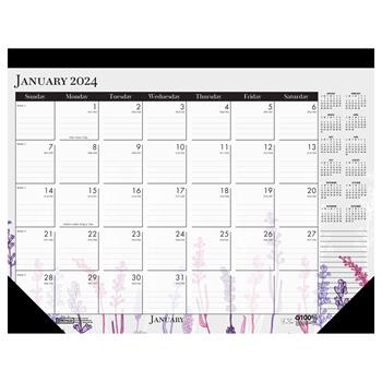House of Doolittle 100% Recycled Contempo Desk Pad Calendar, 12 Month, 17&quot; x 22&quot;, Wild Flowers, Jan 2024 - Dec 2024