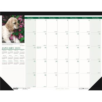 House of Doolittle Recycled Puppies Photographic Monthly Desk Pad Calendar, 22&quot; x 17&quot;, 2023