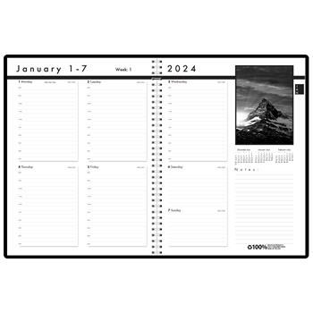 House of Doolittle Weekly Planner w/Black-&amp;-White Photos, 8-1/2 in x 11 in, Black, 2024