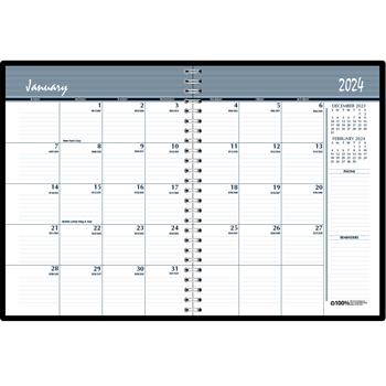House of Doolittle Recycled Ruled Monthly Planner, 14-Month Dec-Jan, 6-7/8 x 8.75, Black, 2024