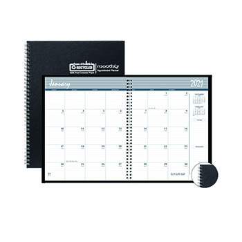 House of Doolittle One-Year Monthly Hard Cover Planner, 8 1/2&quot; x 11&quot;, Black, 2022