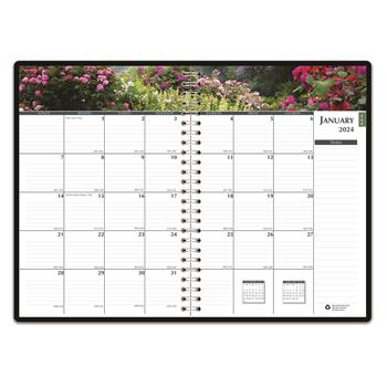 House of Doolittle Gardens of the World Ruled Monthly Planner, 7 in x 10 in, Black, 2024