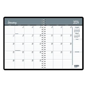 House of Doolittle Recycled Ruled Monthly Planner w/Expense Log, 6-7/8 x 8 3/4, Black, 2024