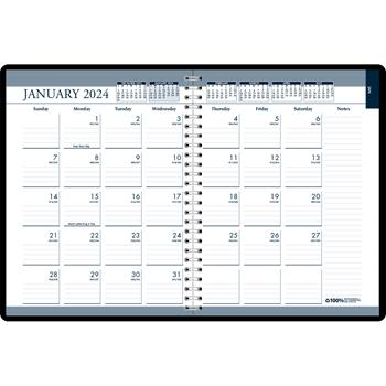 House of Doolittle Recycled Wirebound Weekly/Monthly Planner, 12 Month, 8-1/2&quot; x 11&quot;, Black Leatherette, Jan 2024 - Dec 2024