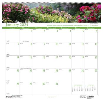 House of Doolittle Recycled Gardens of the World Monthly Wall Calendar, 12 in x 12 in, 2024