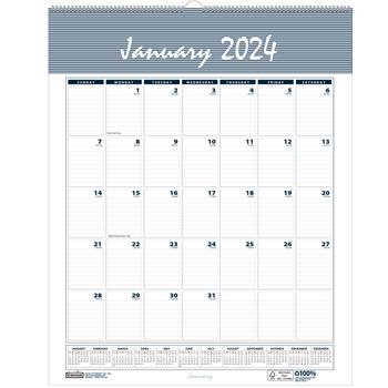 House of Doolittle Recycled Bar Harbor Wirebound Monthly Wall Calendar, 8-1/2 in x 11 in, 2024