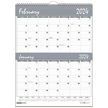 House of Doolittle Recycled Two-Months-per-Page Wirebound Wall Calendar, 20 in x 26 in, 2024