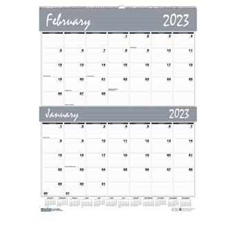 House of Doolittle Recycled Two-Months-per-Page Wirebound Wall Calendar, 20&quot; x 26&quot;, 2023