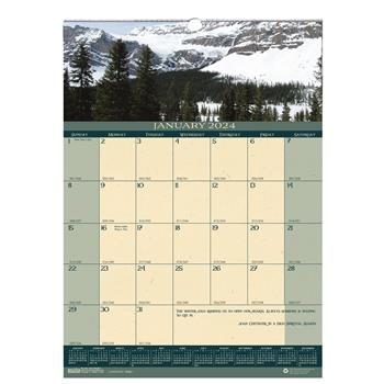 House of Doolittle Recycled Monthly Wall Calendar, 12 Month, 12&quot; x 16-1/2&quot;, Landscapes, Jan 2024 - Dec 2024