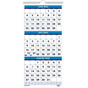 House of Doolittle Three-Month Academic Wall Calendar, 8 x 17, 14-Month (June-July), 2023-2024