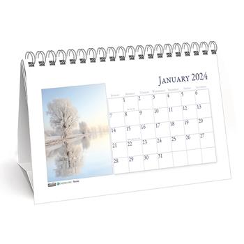House of Doolittle Recycled Scenic Photos Desk Tent Monthly Calendar, 8-1/2 in x 4-1/2 in, 2024