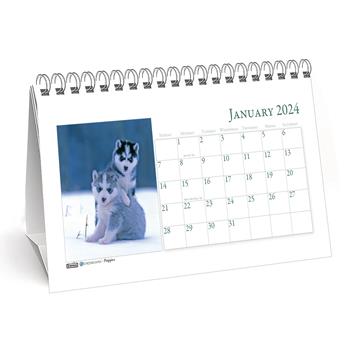 House of Doolittle Recycled Desk Tent Monthly Calendar, 12 Month, 8-1/2&quot; x 4-1/2&quot;, Puppy Photos, Jan 2024 - Dec 2024