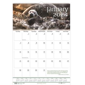 House of Doolittle Recycled Wildlife Scenes Monthly Wall Calendar, 12 in x 16-1/2 in, 2024