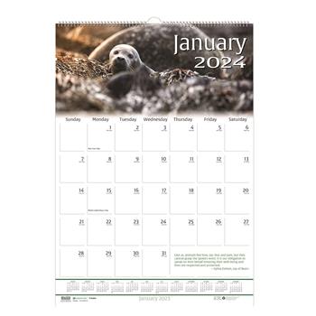 House of Doolittle Recycled Monthly Wall Calendar, 12 Month, 15-1/2&quot; x 22&quot;, Wildlife Scenes, Jan 2024 - Dec 2024