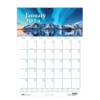 House of Doolittle Recycled Monthly Wall Calendar, 12 Month, 12&quot; x 16-1/2&quot;, Scenic Beauty, Jan 2024 - Dec 2024