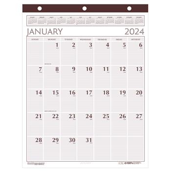 House of Doolittle Recycled Large Print Monthly Wall Calendar, Leatherette Binding, 20 in x 26 in, 2024