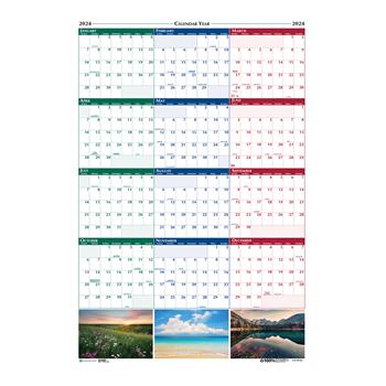 House of Doolittle Recycled Reversible Yearly Wall Calendar, 12 Month, 18&quot; x 24&quot;, Earthscapes Nature Scene, Jan 2024 - Dec 2024