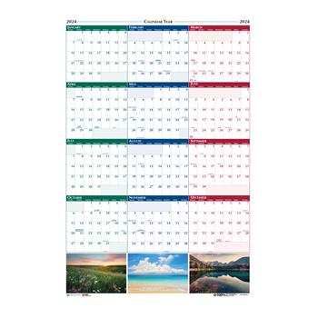 House of Doolittle Recycled Earthscapes Nature Scene Reversible Yearly Wall Calendar, 32&quot; x 48&quot;, 2022