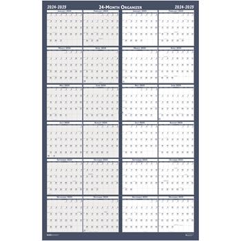 House of Doolittle Reversible/Erasable 2 Year Wall Calendar, 24 in x 37 in, Blue, 2024