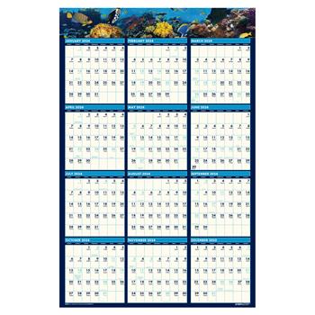 House of Doolittle Recycled Reversible Wall Calendar, 12 Month, 24&quot; x 37&quot;, Earthscapes Sea Life Scenes, Jan 2024 - Dec 2024