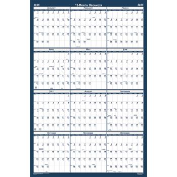 House of Doolittle Poster Style Reversible/Erasable Yearly Wall Calendar, 24 in x 37 in, 2024