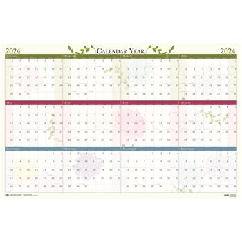 House of Doolittle Recycled Floral Reversible/Erasable Wall Calendar, 24 in x 37 in, 2024