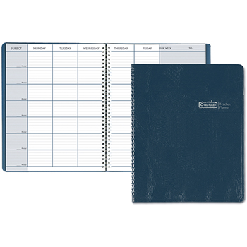 House of Doolittle Teacher&#39;s Planner, Embossed Simulated Leather Cover, 11 x 8-1/2, Blue