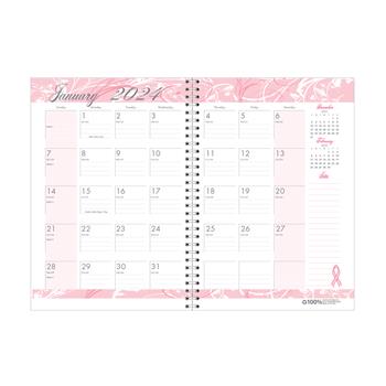 House of Doolittle Recycled Breast Cancer Awareness Monthly Planner/Journal, 7 in x 10 in, Pink, 2024