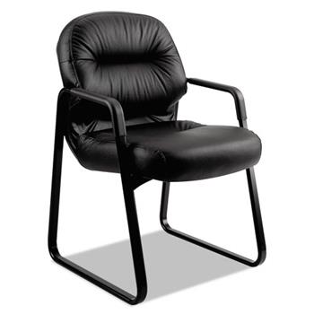 HON 2090 Pillow-Soft Series Leather Guest Arm Chair, Black