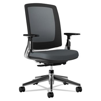 HON Lota Series Mesh Mid-Back Work Chair, Charcoal Fabric, Polished Aluminum Base