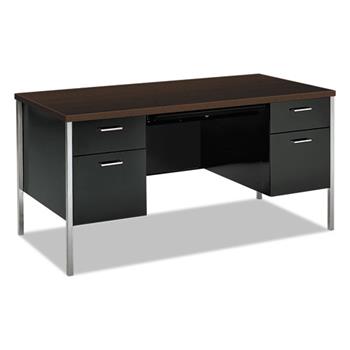 HON 34000 Series Double Pedestal Desk, 60w x 30d x 29 1/2h, Mocha/Black