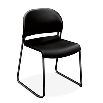 HON GuestStacker High-Density Stacking Chair, Onyx Shell, 4/EA
