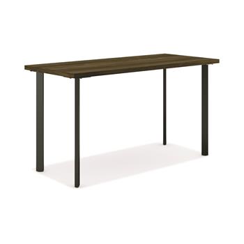 HON Coze Table Desk, 42&quot;W x 24&quot;D, Florence Walnut Laminate, Black Leg Finish