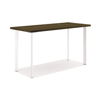 HON Coze Table Desk, 42&quot;W x 24&quot;D, Florence Walnut Laminate, Designer White Leg Finish