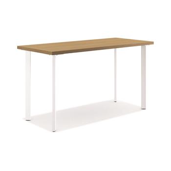 HON Coze Table Desk, 42&quot;W x 24&quot;D, Natural Recon Laminate, Designer White Leg Finish