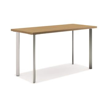 HON Coze Table Desk, 42&quot;W x 24&quot;D, Natural Recon Laminate, Silver Leg Finish