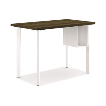 HON Coze Table Desk, U-Storage, 42&quot;W x 24&quot;D, Florence Walnut Laminate, Designer White Leg Finish