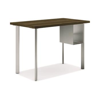 HON Coze Table Desk, U-Storage, 42&quot;W x 24&quot;D, Florence Walnut Laminate, Silver Leg Finish