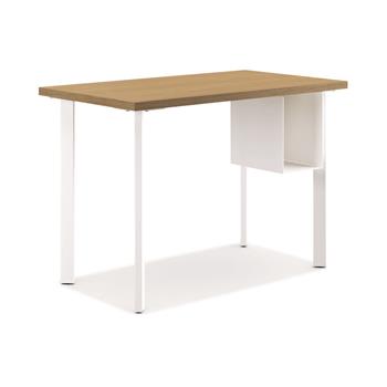 HON Coze Table Desk, U-Storage, 42&quot;W x 24&quot;D, Natural Recon Laminate, Designer White Leg Finish