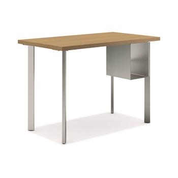 HON Coze Table Desk, U-Storage, 42&quot;W x 24&quot;D, Natural Recon Laminate, Silver Leg Finish