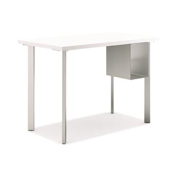 HON Coze Table Desk, U-Storage, 48&quot;W x 24&quot;D, Designer White Laminate, Silver Leg Finish