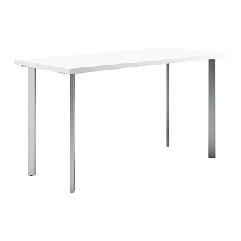 HON Coze Table Desk, 54&quot;W x 24&quot;D, Designer White Laminate, Silver Leg Finish
